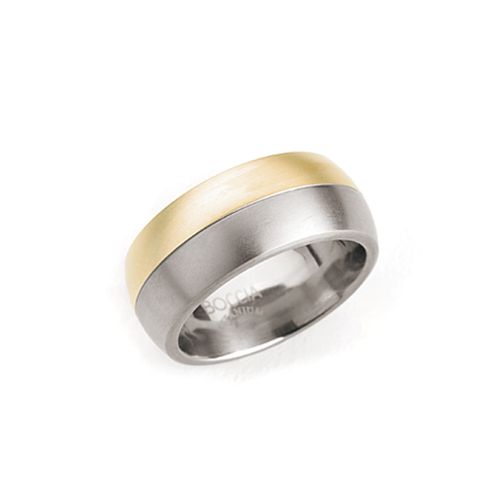 Boccia Wide 1/2 Titanium and 1/2 Gold plated Band - 103-02